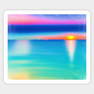 Abstract Sunset Over Calm Water Sticker